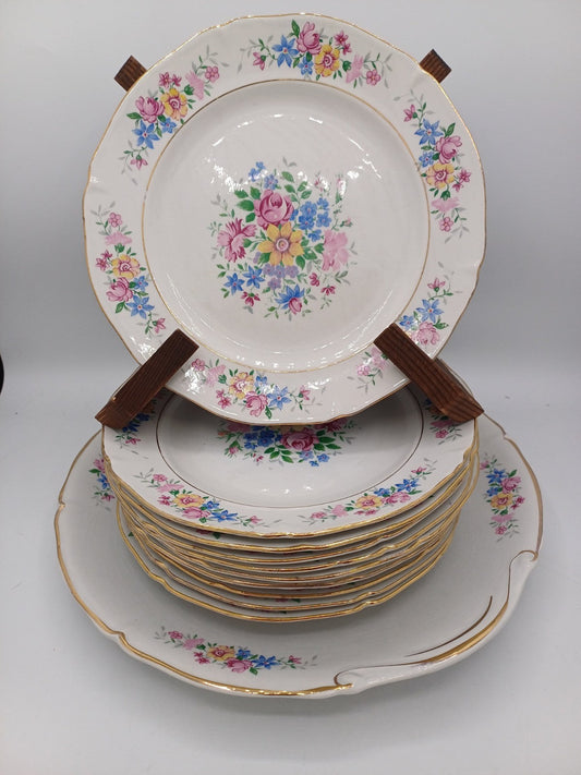 Lot de 11 Assiettes à Dessert + 1 Plat à Gâteau – Porcelaine Opaque – Céranord AR CONCEPT