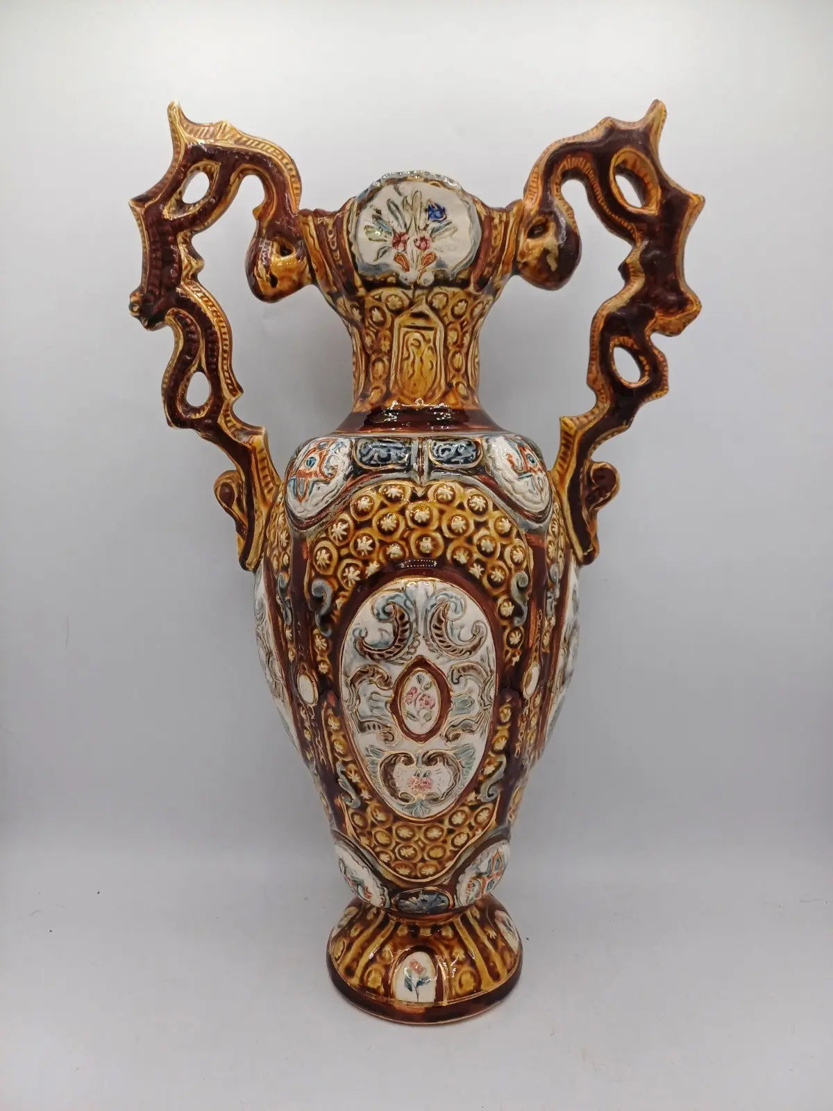 Lot de 2 Vases en céramique signée Herculaneum – Décor Floral AR CONCEPT
